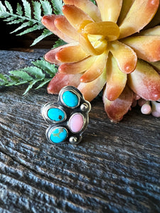 Pink Pearl & Turquoise Ring